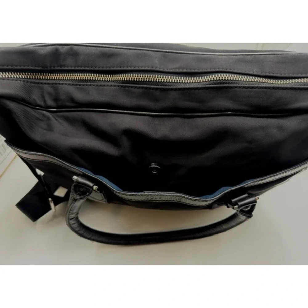 Cole Hann Black Nylon Leather Trim Laptop Messenger‎ Bag Briefcase Adj. Strap